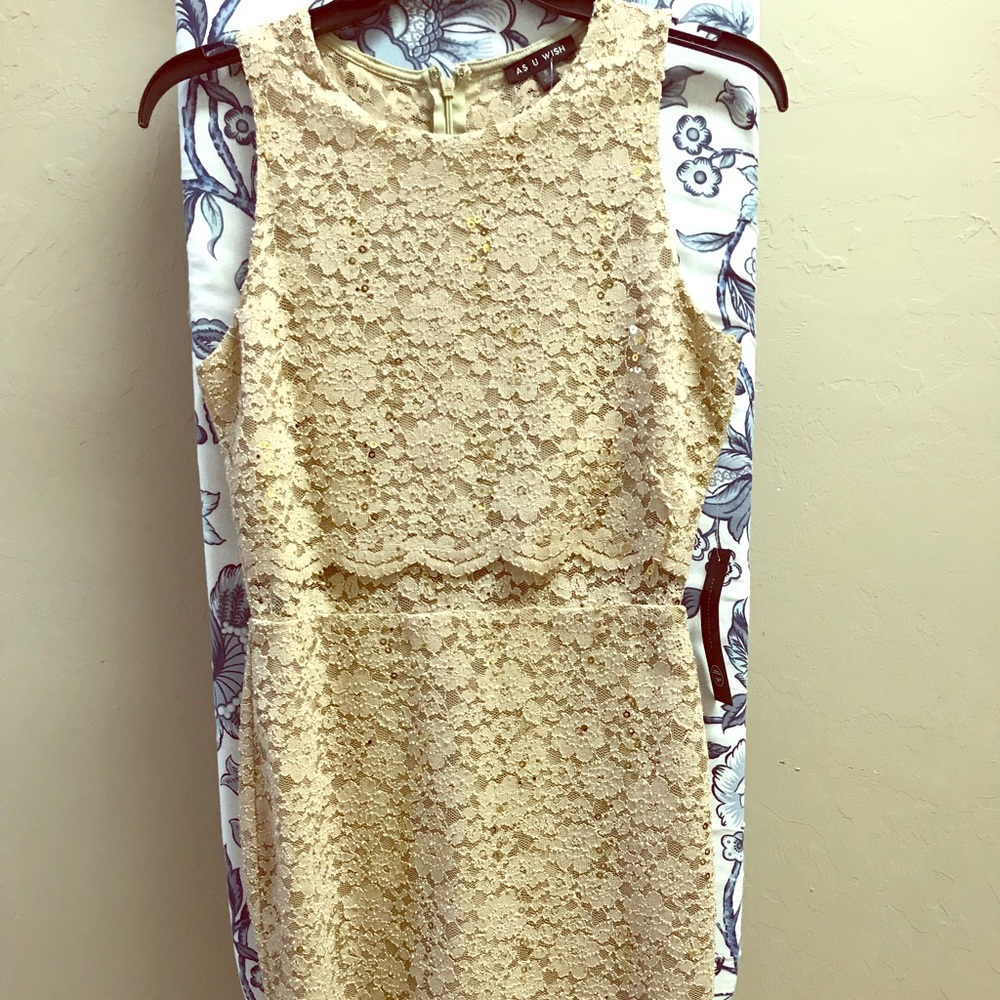 NWT as u wish gold sequin bodycon cocktail dress